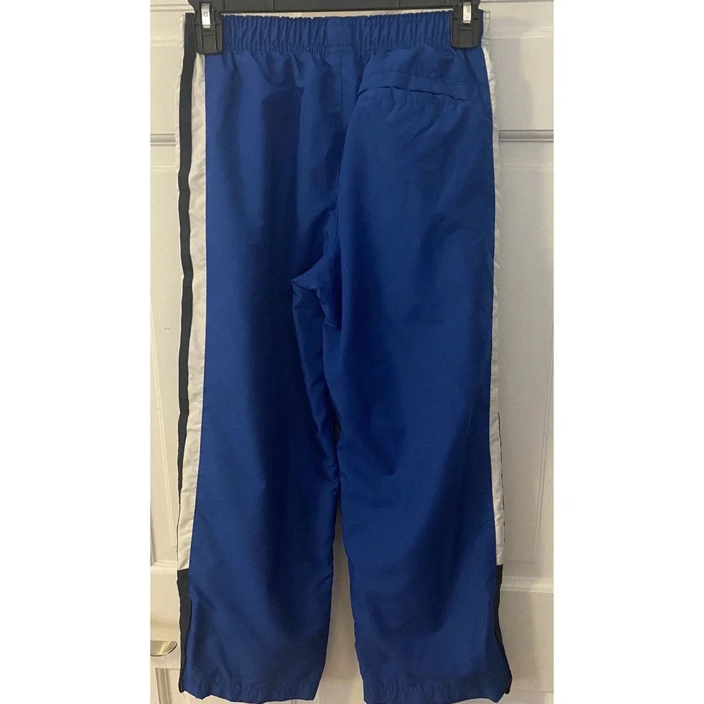 Old Navy Boys SZ LRG Blue White Ankle Zip Pants White Stripe Basketball Pants